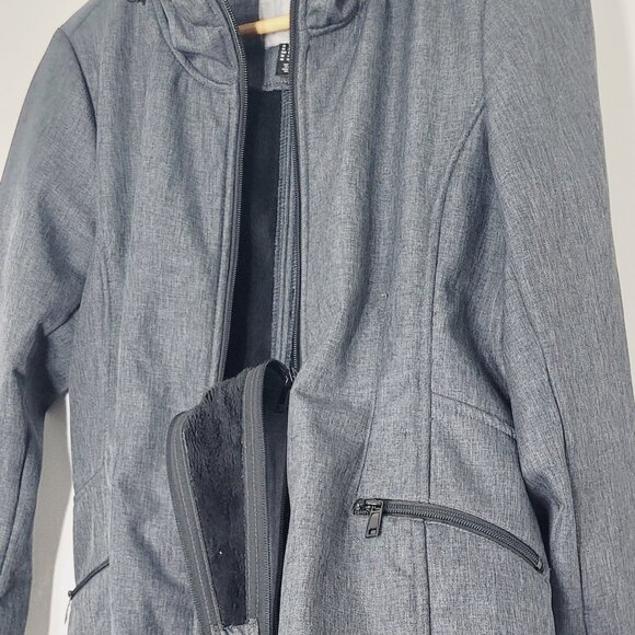 Thyme Maternity Charcoal Pockets Double Zip Hooded Jacket Adjustable Pregnancy M - Picture 8 of 16